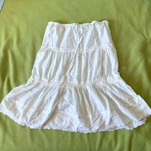 Small white Cotten midi sheer skirt